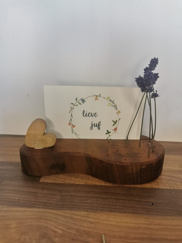 Juffencadeau kaartenhouder met hartje Palissander